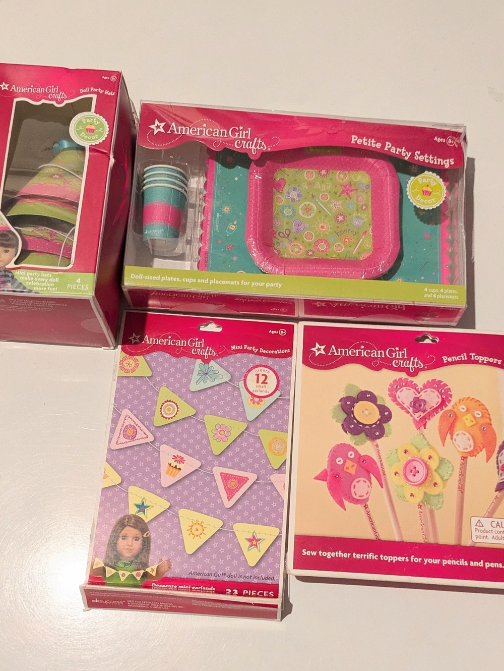 American Girl Doll Size Party Place Settings, Decorations Plus Pencil Toppers